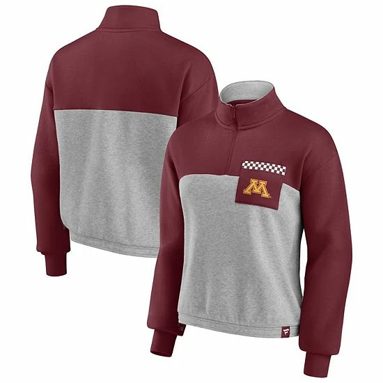 Women's Fanatics Branded Maroon/Heathered Gray Minnesota Golden Gophers Sideline to Sideline Colorblock Quarter-Zip Jacket Women's Fanatics Branded Maroon/Heathered Gray Minnesota Golden Gophers Sideline To Sideline Colorblock Quarter-Zip Jacket -Metaverse shop unnamed file 25123