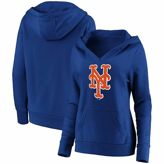 Women's Fanatics Branded Royal New York Mets Official Logo Crossover V-Neck Pullover Hoodie 4 Women's Fanatics Branded Royal New York Mets Official Logo Crossover V-Neck Pullover Hoodie - Image 2