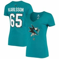 Women's Fanatics Branded Erik Karlsson Teal San Jose Sharks Name And Number V-Neck T-Shirt 3 Women's Fanatics Branded Erik Karlsson Teal San Jose Sharks Name And Number V-Neck T-Shirt -Metaverse shop unnamed file 25171