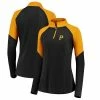 Women's Fanatics Branded Black/Gold Pittsburgh Pirates Primary Logo Raglan Quarter-Zip Jacket -Metaverse shop unnamed file 25185