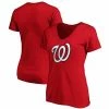 Women's Fanatics Branded Red Washington Nationals Core Official Logo V-Neck T-Shirt -Metaverse shop unnamed file 25257
