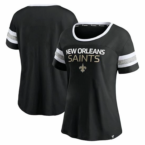 Women's Fanatics Branded Black New Orleans Saints Clean Cut Stripe T-Shirt 3 Women's Fanatics Branded Black New Orleans Saints Clean Cut Stripe T-Shirt