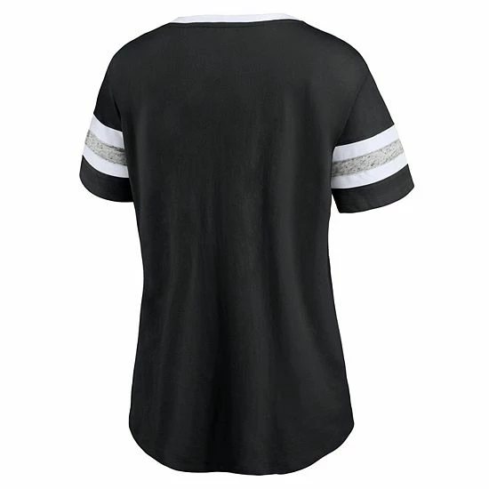 Women's Fanatics Branded Black New Orleans Saints Clean Cut Stripe T-Shirt 5 Women's Fanatics Branded Black New Orleans Saints Clean Cut Stripe T-Shirt - Image 3
