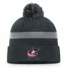 Men's Fanatics Branded Charcoal Columbus Blue Jackets Authentic Pro Home Ice Cuffed Knit Hat With Pom