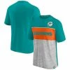 Men's Fanatics Branded Aqua/Heathered Gray Miami Dolphins Throwback Colorblock T-Shirt -Metaverse shop unnamed file 25426