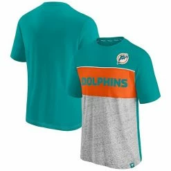 Men's Fanatics Branded Aqua/Heathered Gray Miami Dolphins Throwback Colorblock T-Shirt