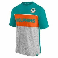 Men's Fanatics Branded Aqua/Heathered Gray Miami Dolphins Throwback Colorblock T-Shirt -Metaverse shop unnamed file 25428