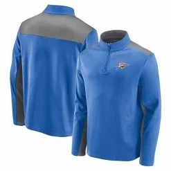Men's Fanatics Branded Blue/Gray Oklahoma City Thunder Primary Logo Fleece Quarter-Zip Jacket -Metaverse shop unnamed file 25435