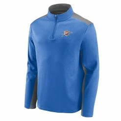 Men's Fanatics Branded Blue/Gray Oklahoma City Thunder Primary Logo Fleece Quarter-Zip Jacket -Metaverse shop unnamed file 25436