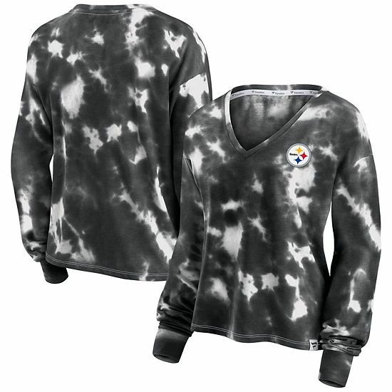 Women's Fanatics Branded White/Black Pittsburgh Steelers Sport Resort Tie-Dye V-Neck Long Sleeve T-Shirt Women's Fanatics Branded White/Black Pittsburgh Steelers Sport Resort Tie-Dye V-Neck Long Sleeve T-Shirt -Metaverse shop unnamed file 25445