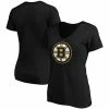 Women's Fanatics Branded Black Boston Bruins Primary Logo V-Neck T-Shirt