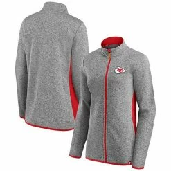 Women's Fanatics Branded Heathered Gray/Red Kansas City Chiefs Block Party Primary Logo Full-Zip Jacket