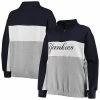 Women's Fanatics Branded Navy/Heathered Gray New York Yankees Plus Size Colorblock Quarter-Zip Sweatshirt -Metaverse shop unnamed file 25509