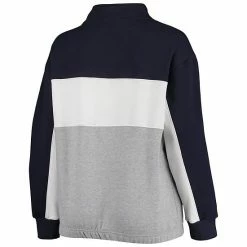 Women's Fanatics Branded Navy/Heathered Gray New York Yankees Plus Size Colorblock Quarter-Zip Sweatshirt -Metaverse shop unnamed file 25510
