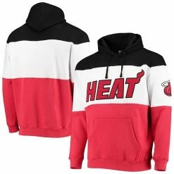 Men's Fanatics Branded Black/Red Miami Heat Colorblock Wordmark Pullover Hoodie -Metaverse shop unnamed file 25518