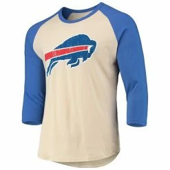 Men's Fanatics Branded Stefon Diggs Cream/Royal Buffalo Bills Vintage Player Name & Number Raglan 3/4-Sleeve T-Shirt -Metaverse shop unnamed file 25524