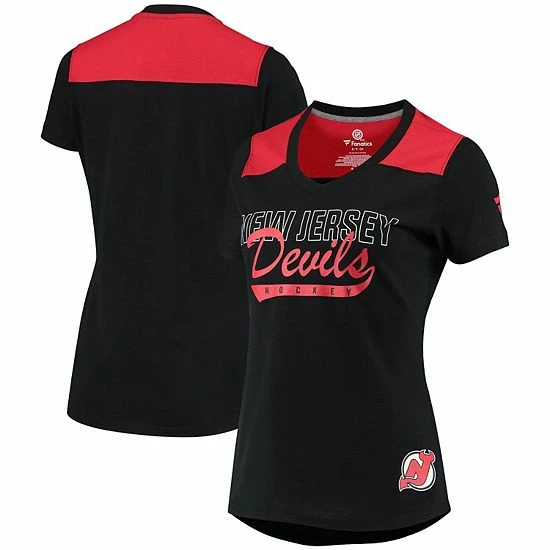 Women's Fanatics Branded Black New Jersey Devils Iconic V-Neck T-Shirt 4 Women's Fanatics Branded Black New Jersey Devils Iconic V-Neck T-Shirt - Image 2
