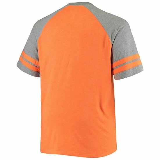 Men's Fanatics Branded Orange/Heathered Gray Miami Dolphins Big & Tall Throwback 2-Stripe Raglan T-Shirt 6 Men's Fanatics Branded Orange/Heathered Gray Miami Dolphins Big & Tall Throwback 2-Stripe Raglan T-Shirt - Image 4