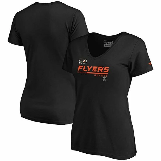 Women's Fanatics Branded Black Philadelphia Flyers Authentic Pro Core Collection Prime V-Neck T-Shirt 3 Women's Fanatics Branded Black Philadelphia Flyers Authentic Pro Core Collection Prime V-Neck T-Shirt