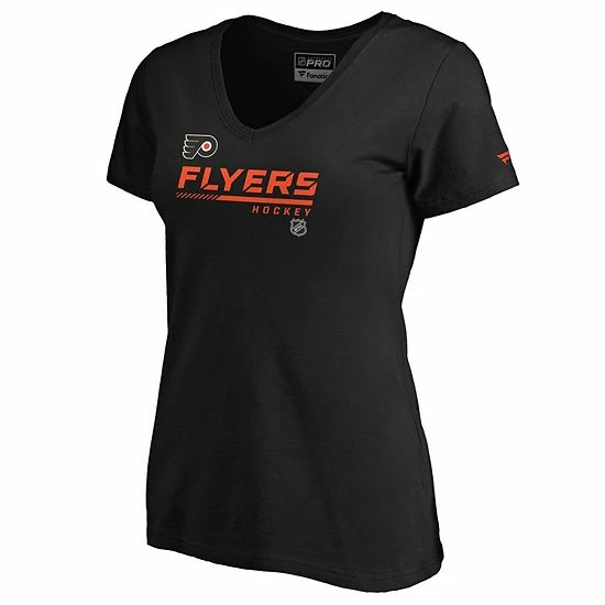 Women's Fanatics Branded Black Philadelphia Flyers Authentic Pro Core Collection Prime V-Neck T-Shirt 4 Women's Fanatics Branded Black Philadelphia Flyers Authentic Pro Core Collection Prime V-Neck T-Shirt - Image 2