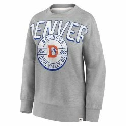 Women's Fanatics Branded Heathered Gray Denver Broncos Jump Distribution Tri-Blend Pullover Sweatshirt -Metaverse shop unnamed file 25637