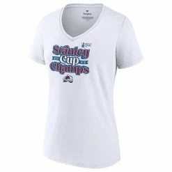 Women's Fanatics Branded White Colorado Avalanche 2022 Stanley Cup Champions Saucer Pass V-Neck T-Shirt -Metaverse shop unnamed file 25645