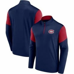 Men's Fanatics Branded Navy Montreal Canadiens Logo Quarter-Zip Jacket