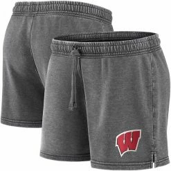 Women's Fanatics Branded Charcoal Wisconsin Badgers Retro French Terry Shorts