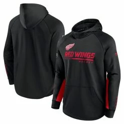 Men's Fanatics Branded Black Detroit Red Wings Authentic Pro Locker Room Raglan Pullover Hoodie -Metaverse shop unnamed file 25737