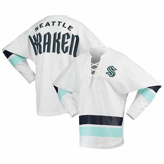 Women's Fanatics Branded White Seattle Kraken Lace-Up Jersey T-Shirt Women's Fanatics Branded White Seattle Kraken Lace-Up Jersey T-Shirt -Metaverse shop unnamed file 25742