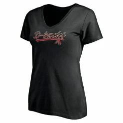 Women's Fanatics Branded Black Arizona Diamondbacks Steppin Up V-Neck T-Shirt -Metaverse shop unnamed file 25752