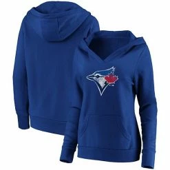 Women's Fanatics Branded Royal Toronto Blue Jays Core Team Crossover V-Neck Pullover Hoodie