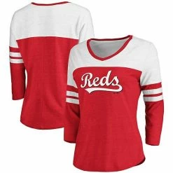 Women's Fanatics Branded Heathered Red/White Cincinnati Reds Official Wordmark 3/4 Sleeve V-Neck Tri-Blend T-Shirt 3 Women's Fanatics Branded Heathered Red/White Cincinnati Reds Official Wordmark 3/4 Sleeve V-Neck Tri-Blend T-Shirt -Metaverse shop unnamed file 25873