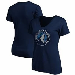 Women's Fanatics Branded Navy Minnesota Timberwolves Primary Logo Team V-Neck T-Shirt -Metaverse shop unnamed file 25916