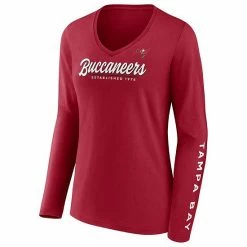 Women's Fanatics Branded Red Tampa Bay Buccaneers Drive Forward V-Neck Long Sleeve T-Shirt -Metaverse shop unnamed file 26057