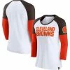 Women's Fanatics Branded White/Brown Cleveland Browns Durable Raglan 3/4-Sleeve T-Shirt