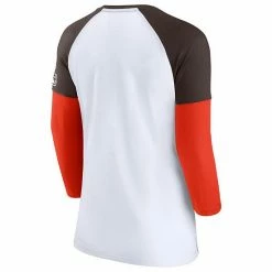 Women's Fanatics Branded White/Brown Cleveland Browns Durable Raglan 3/4-Sleeve T-Shirt -Metaverse shop unnamed file 26062