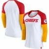 Women's Fanatics Branded White/Red Kansas City Chiefs Durable Raglan 3/4-Sleeve T-Shirt -Metaverse shop unnamed file 26063