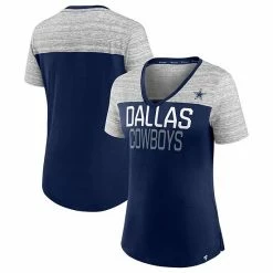 Women's Fanatics Branded Navy/Heathered Gray Dallas Cowboys Close Quarters V-Neck T-Shirt -Metaverse shop unnamed file 26075