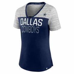 Women's Fanatics Branded Navy/Heathered Gray Dallas Cowboys Close Quarters V-Neck T-Shirt -Metaverse shop unnamed file 26076