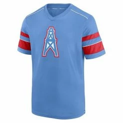 Men's Fanatics Branded Light Blue Houston Oilers Textured Throwback Hashmark V-Neck T-Shirt -Metaverse shop unnamed file 26312