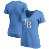 Women's Fanatics Branded Light Blue Tampa Bay Rays Core Official Logo V-Neck T-Shirt