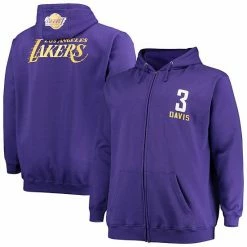 Men's Fanatics Branded Anthony Davis Purple Los Angeles Lakers Big & Tall Player Name & Number Full-Zip Hoodie Jacket