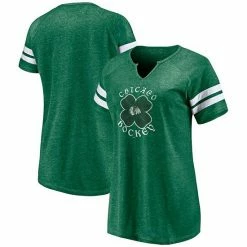 Women's Fanatics Branded Heathered Kelly Green/White Chicago Blackhawks St. Patrick's Day Celtic Crew Tri-Blend Notch Neck T-Shirt 3 Women's Fanatics Branded Heathered Kelly Green/White Chicago Blackhawks St. Patrick's Day Celtic Crew Tri-Blend Notch Neck T-Shirt -Metaverse shop unnamed file 26416