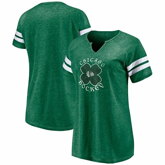 Women's Fanatics Branded Heathered Kelly Green/White Chicago Blackhawks St. Patrick's Day Celtic Crew Tri-Blend Notch Neck T-Shirt Women's Fanatics Branded Heathered Kelly Green/White Chicago Blackhawks St. Patrick's Day Celtic Crew Tri-Blend Notch Neck T-Shirt -Metaverse shop unnamed file 26416