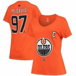 Women's Fanatics Branded Connor McDavid Orange Edmonton Oilers Name And Number V-Neck T-Shirt 3 Women's Fanatics Branded Connor McDavid Orange Edmonton Oilers Name And Number V-Neck T-Shirt -Metaverse shop unnamed file 26420