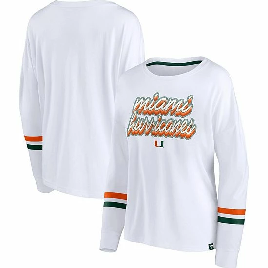 Women's Fanatics Branded White Miami Hurricanes Retro Power Striped Long Sleeve T-Shirt Women's Fanatics Branded White Miami Hurricanes Retro Power Striped Long Sleeve T-Shirt -Metaverse shop unnamed file 26495