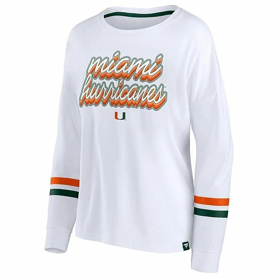 Women's Fanatics Branded White Miami Hurricanes Retro Power Striped Long Sleeve T-Shirt Women's Fanatics Branded White Miami Hurricanes Retro Power Striped Long Sleeve T-Shirt -Metaverse shop unnamed file 26496