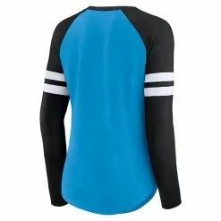 Women's Fanatics Branded Blue/Black Carolina Panthers True To Form Raglan Lace-Up V-Neck Long Sleeve T-Shirt -Metaverse shop unnamed file 26505