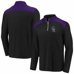 Men's Fanatics Branded Black/Purple Colorado Rockies Iconic Clutch Quarter-Zip Pullover Jacket